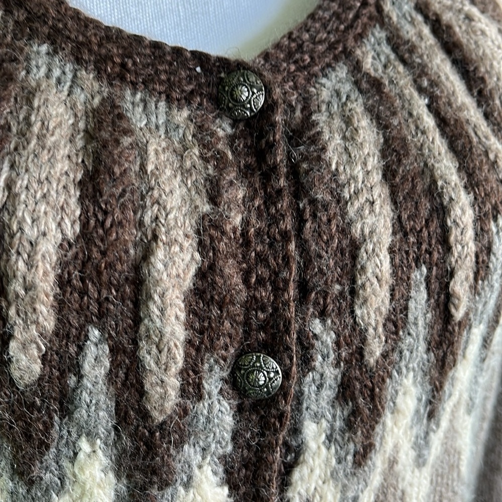 Vintage J.Jill Fair Isle Raglan Sleeve Wool Blend Chunky Knit Cardigan - Picture 4 of 10